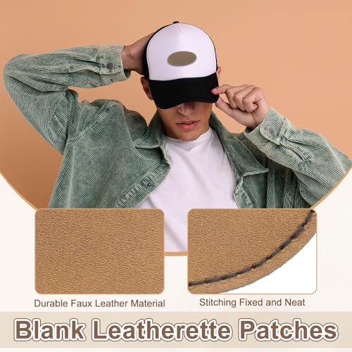 MECCANIXITY Blank Leatherette Patches, 2.5 Inch Round Faux Leather Hats Patches with Adhesive Iron-on Heat Press Laserable Rustic for Hats DIY Fabric Repair Sew(Khaki, Pack of 25) - color: Khaki