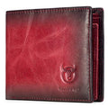 BULLCAPTAIN RFID Wallets for Men,Genuine Leather Wallet QB-05（Crimson ） - color: Crimson