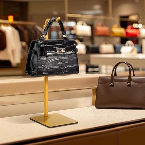 2-Pack Adjustable Tabletop Purse & Banner Display Stands, Gold | Tabletop hook holders display handbags, wreaths and banners in closets, retail stores and vendor booths. - color: Gold