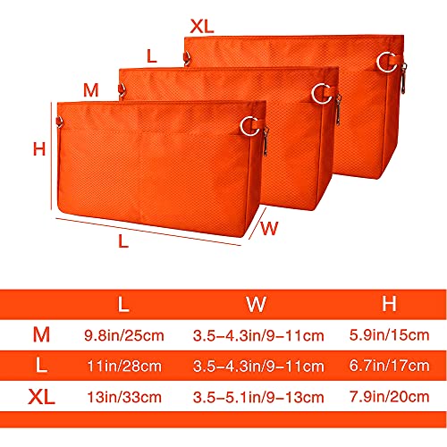 Vercord Expandable Nylon Handbag Purse Organizer Insert Liner Shaper Bag in Bag Orange Large - color: Orange, size: Large