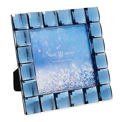 Isaac Jacobs Decorative Sparkling Jewel Picture Frame (4x4, Navy) | Jewel Picture Frame, Photo Display & Home Decor Two-way easel for vertical or horizontal display. Does NOT hang on wall - color: Navy, size: 4x4