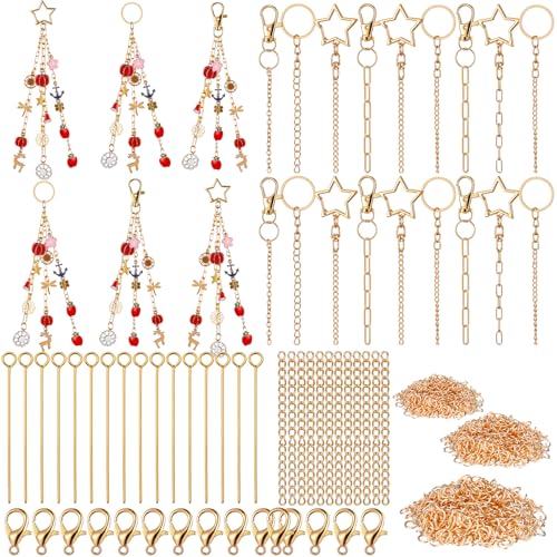 Liliaafar 48 Set Keychain Making Kit Gold Silver Metal Keychain Clips with Key Ring Swivel Snap Hook Lobster Claw Clasps Extender Chain Bulk for DIY Craft Lip Gloss Bag Accessories Gift (Retro Gold) - color: Retro Gold