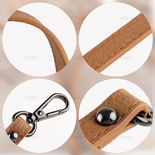 AUEAR, 2 Pack PU Leather Small Bag Handle Strap Brown with Gun Black Swivel Lobster Buckles for Handbag Purse - color: Brown