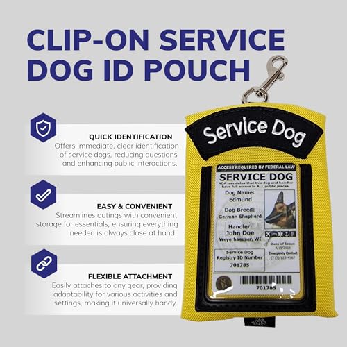 ActiveDogs Service Dog ID Card Pouch, Clip-On Badge Holder, Yellow - color: Yellow
