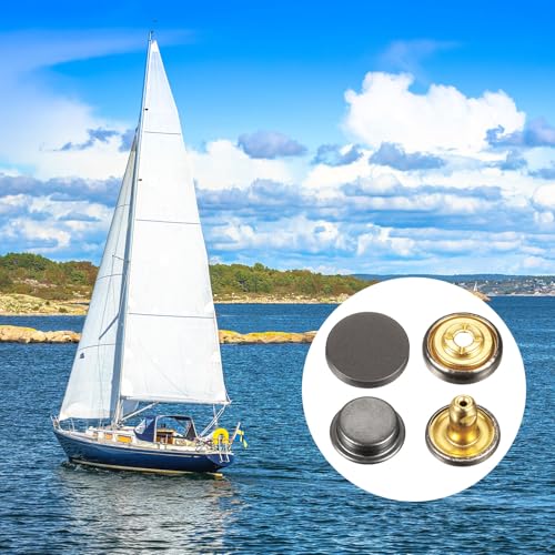 HARFINGTON 30 Sets Press-Stud Cap Button 15mm Metal Snap Fastener Alloy Sew-on Snap Buttons for Bags Leathers Marine Boat Canvas, Black - color: Black, size: 15mm
