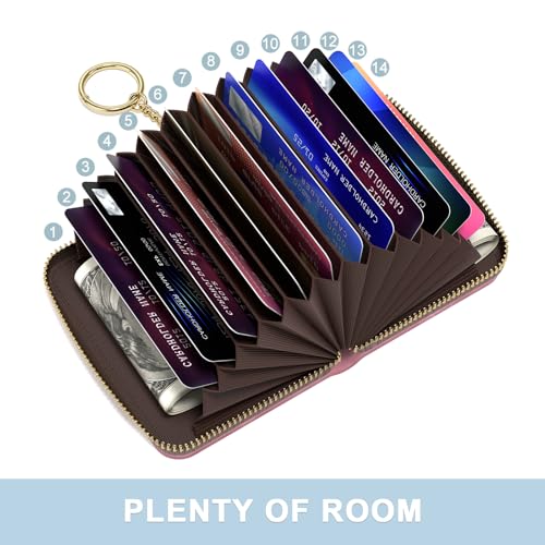 Credit Card Holder, Small RFID Wallet Slim Leather Card Organizer Case - color: B-Work Hard, size: Wrist Strap