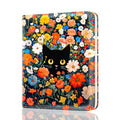 Rouidr Womens Wallet, RFID Small Slim Wallet for Women, Cute Bifold Leather Pocket Credit Card Holder Ladies Mini Purse with Zipper Coin Pocket & ID Window, Colorful Flowers Cat - color: Colorful Flowers Cat