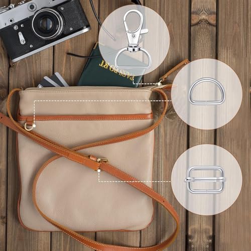 Metal Belt Buckle Hardware Set, 36 Pieces, 1-1/2 Inch, D-Rings and Slide Buckles, Rectangle Ring - color: Silver