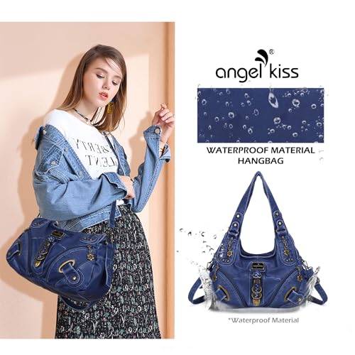 Angelkiss Hobo Purses and handbags for Women Satchel Handbag Women Purses Large Daily Shoulder Bags - color: 801blue