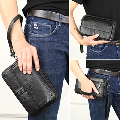 Leather Clutch Purse Wallet Men Wrist Bag - color: #04black