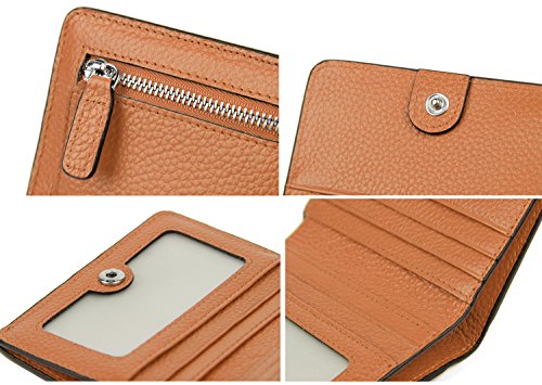 Small Leather Wallet for Women, Ladies Credit Card Holder RFID Blocking Women's Mini Bifold Pocket Purse - color: Brown Rfid Blocking