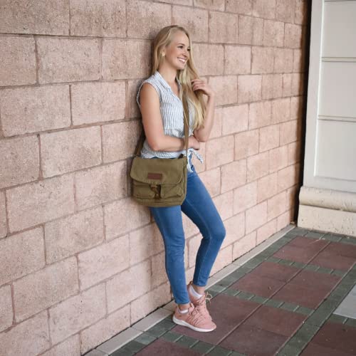 GOOTIUM Canvas Messenger Bag - Vintage Crossbody Shoulder Bag Military Satchel - color: Field Tan