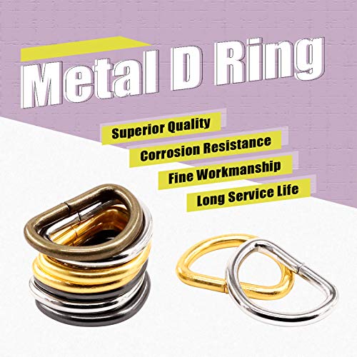 Swpeet 120Pcs 3/4 Inch - 20mm 4Colors Multi-Purpose Metal D Ring Semi-Circular D Ring for Hardware Bags Ring Hand DIY Accessories (Mixed Color, 3/4 inch) - color: Mixed Color, size: 3/4 inch