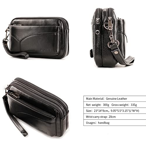 Leather Clutch Purse Wallet Men Wrist Bag - color: #01black