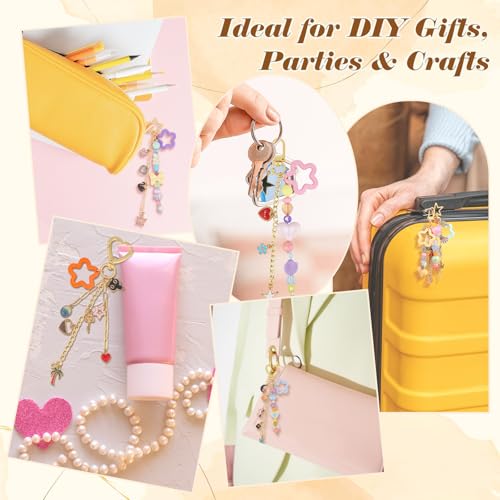 Ecoofor 364 Pcs Keychain Making Kit for Kids & Adults – Includes 20 Keychain Clips, 25 Extender Chains, 136 Charms, Beading Accessories, Jewelry Pliers – DIY Bag Charms & Jewelry Craft Kit Supplies - color: Gold-364Pcs Kit