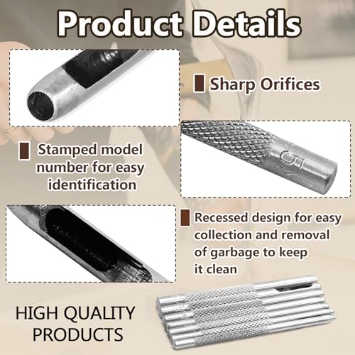 Murtenze Leather Hole Punch Set, 1mm-4.5mm, 10 Pcs - size: 1-4.5mm