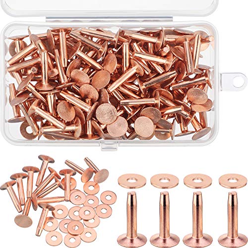 Ripeng 400 Pcs Size 9 5/8 Inch Copper Rivets and Burrs Washers Leather Fastener Kit for DIY Craft Belts Wallets Collars Handbags Shoes Leather Working Supplies - size: 5/8 Inch, Size 9