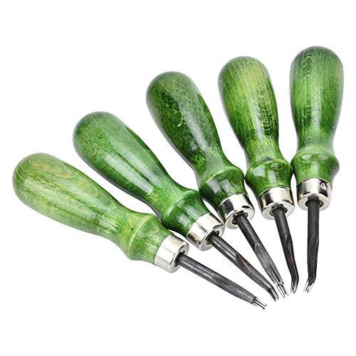 Leather Edge Beveler, Comfortable Hand Grip, 5 Types Precision Tool, Alloy Steel Construction Handles 0.4-4.5mm Leather Thickness, for Leather Crafters, DIY Enthusiasts, Shoe Repai