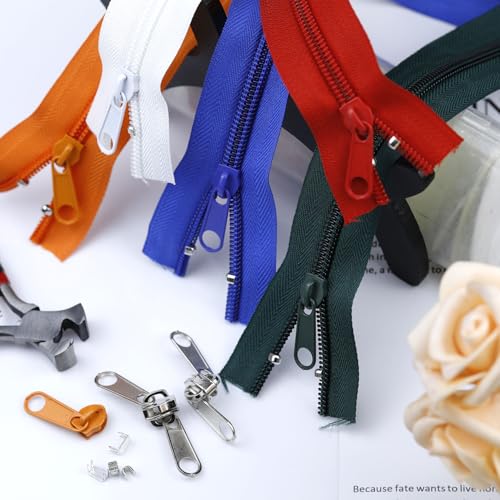 #5 Nylon Zipper Tape for Sewing: YZSFIRM 10 Yards Beige by The Yard Nylon Coil Zippers for DIY Sewing Craft with 10 Bulk Metal Zipper Slider and 10 Double Slider - color: 104 Beige, size: #5 Zipper