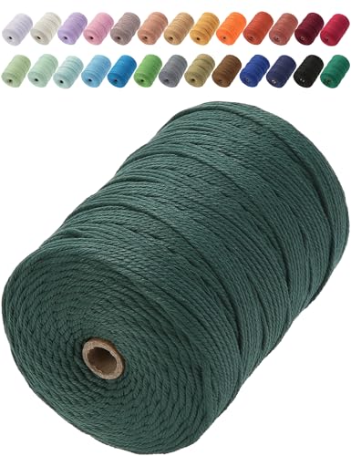 Macrame Cord 3mm x 328yards, Soft Colored Macrame Rope, Natural Cotton Cord for Plant Hangers, Wall Hanger, Decorative Projects(Deep Green) - color: Deep Green, size: 3mm×328Yards