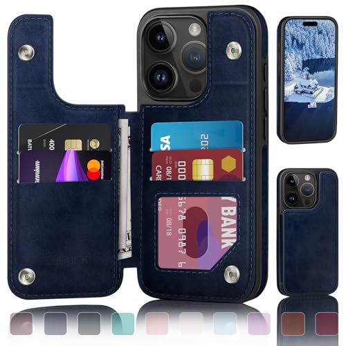 DJDUCK Designed for iPhone 16 Pro Max Case Wallet with Card Holder, [Magnetic Clasp Cover] [RFID Blocking Leather Protection] Shockproof Women Men Cases 6.9 Inch for Apple 16 Pro Max Dark Blue - color: Dark Blue