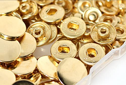 BetterJonny 24 Sets Heavy Duty Leather Snap Fasteners Kit, 10mm Metal Snap Buttons Press Studs Leather Rivets Snaps with 4 Setter Tools for Clothes Bracelet Jackets Jeans Gold - color: Gold, size: 10mm