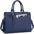 RAINSMORE Laptop Bag for Women 15.6 Inch PU Tote Bag Business Office Work Bag Waterproof Briefcase Computer Tote Lightweight Handbag Shoulder, Blue - color: Blue