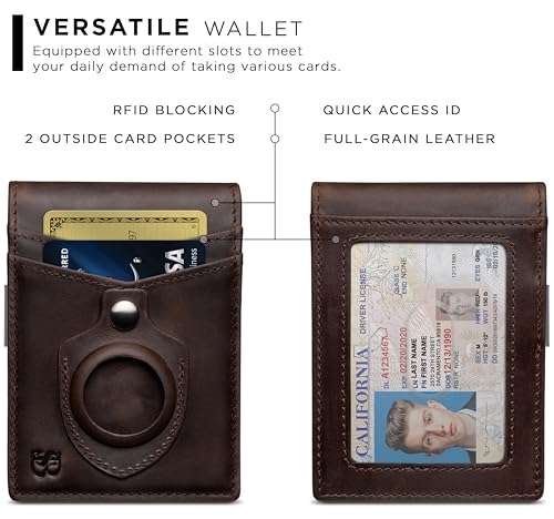 SERMAN BRANDS Money Clip Wallet - Mens Wallets slim Front Pocket RFID Blocking Card Holder Minimalist Mini Bifold - color: Texas Brown Transformer Air