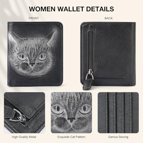 Small Wallet Women Slim RFID Leather Bifold Wallet Embossed Design | Compact design with ID window, card slots, and zipper coin pocket, ideal for daily travel, shopping, and gifts - color: 09-Silver Black