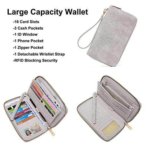 Soperwillton Women Backpack Purse Shoulder Handbags Travel Bag Set 2pcs | Soft PU Leather,Large Capacity,Many Pockets,with a Functional Wallet,with a Detachable Shoulder Strap,Multipurpose Design - color: Grey