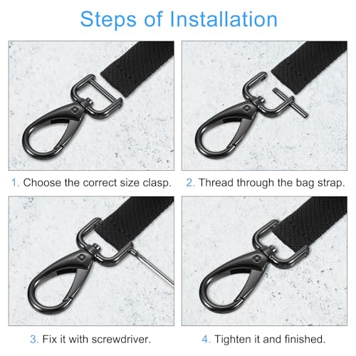 uxcell Swivel Clasps Hook, D Ring Detachable Snap Hardware Metal Lobster Claw Clasp Hook with Screwdriver - color: Black, size: 19mm(0.75 Inch)