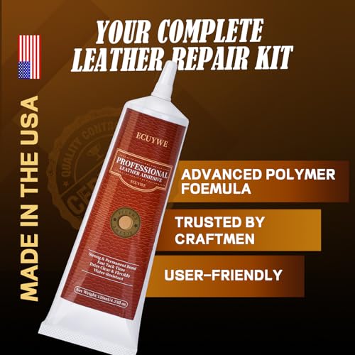 Professional Leather Glue Adhesive -4.23 oz Industrial Strength, Clear & Flexible Bond for Shoes, Bags, Purses, Furniture, Car Seats, Jackets (Repair Vinyl, Suede, Upholstery, Rubber)