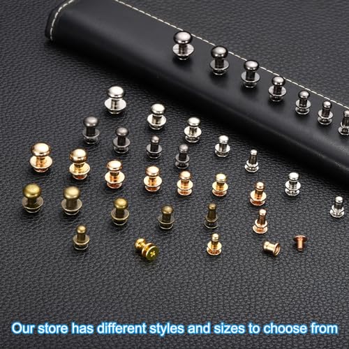 PATIKIL 7mm Leather Rivets, 30 Sets Round Button Head Studs Metal Screw Studs Posts Chicago Screws Rivet for Clothing Leather Crafts, Gold Tone - color: Gold, size: 7mm