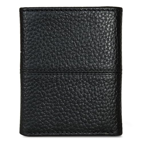 Eddie Bauer Men Signature Trifold Wallet - color: Rugged Leather - Black