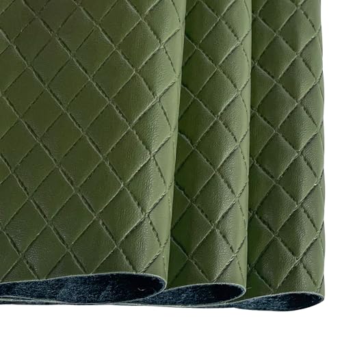 Diamond Quilted Pattern Artificial Faux Leather 11.8x53inch (30x135cm) Super Soft Craft Supplies Synthetic Leather DIY Hair Bows, Handbags and Craft Supplies (Dark Green) - color: Dark Green