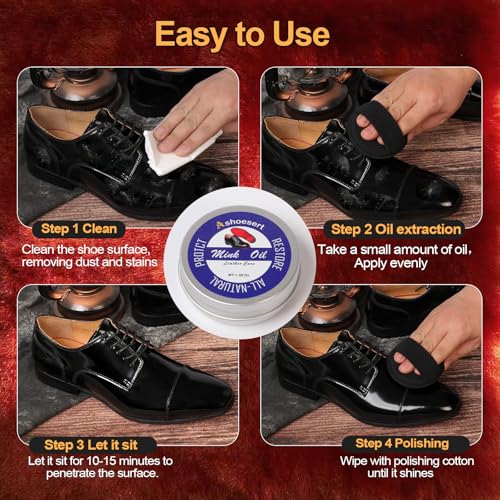 Ashoesert Shoe Grip Pads & Mink Oil Conditioner Kit, Silicone Anti-Slip Sole Protectors for Genuine Leather Shoes & Boots - style: Shoe Mink Oil + Anti Slip Shoe Grip Pads