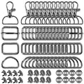 100Pcs Purse Hardware Buckles Bag Making Assortment Kit Includes Swivel D Ring Hooks Clasps Slide Buckles Snap Button - color: Gunblack