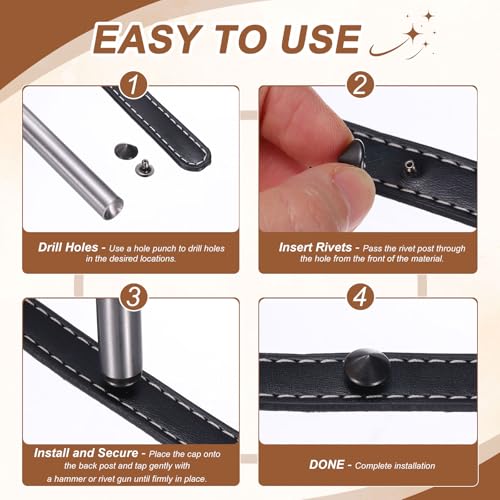 HARFINGTON 50pcs Pyramid Rapid Rivet 10mm Leather Rivets Rapid Punk Spikes Leathercraft Decoration with Hole Punch for Rock Nailheads Clothing Belts Bags Shoes, Bronze - color: Bronze, size: 10mm