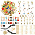 Aucscott Lip Gloss Charms Keychain Making Kit, Make Your Own Keychain Kit for Girls - DIY Jewelry Craft Kits with A-Z Letter Charms for Custom Key Chain Lipgloss Lip Balm Purse Bag Handbag - color: Gold - 263Pcs Kit