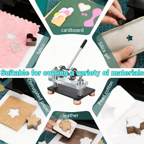 Leather Cutting Machine 1.8 Ton, Portable Manual Press Die Cutter Dual Guide Shafts Die Cut Machine with 39-Piece Professional Hole Punch Kit for Leather, Fabric, Plastic & More — DIY Craft Essential