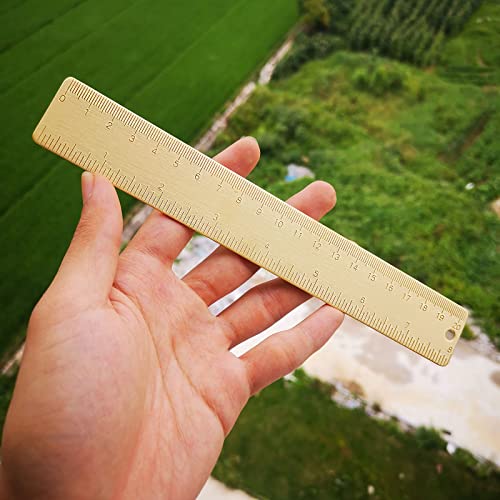8 Inch Brass Ruler, Ideal for Carpenters, Sewers, Students, Modern Design, Solid Brass Construction