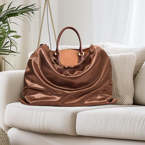 Ersmak 6 Pack Dust Bags for Handbags - Brown Silk Dust Cover Bag for Purses Shoes - Satin Drawstring Dustproof Bags for Travel Storage - 23.6 x 19.7 In - color: Brown, size: 23.6 x 19.7 In