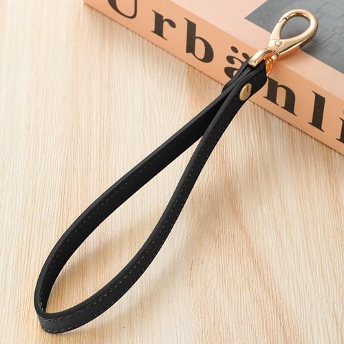 Genuine Leather Wristlet Strap - Universal Hand Lanyard Replacement - color: Gold - Black