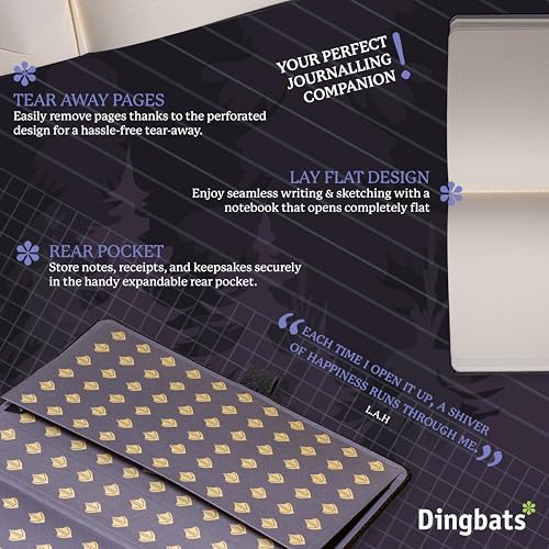 Dingbats* Wildlife Plain Writing Journal Notebook A5 - Vegan Leather Hardcover - Ideal for Work, Travel - Pocket, Elastic Closure, & Bookmark - color: Black Duck, style: Minimalist
