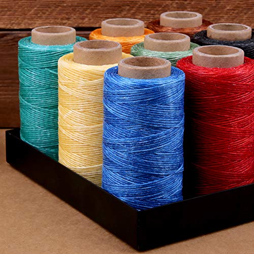 Qmnnma Waxed Thread 284Yards, 150D Leather Sewing Waxed Thread Cord-Blue - color: Blue