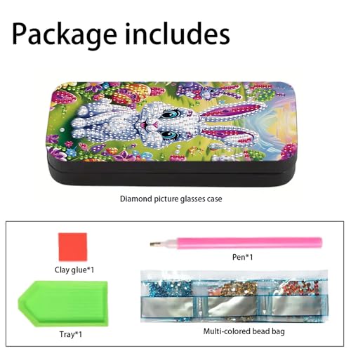 DIZAKIM 1pcs 5d Diamond Art Kits for Adults Small Diamond Painting Kit Gem Art Paint by Diamonds Dots Eyeglasses Case DIY for Beginner Women (#11) - color: #11