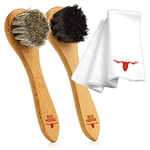 RED MOOSE Boots and Shoe Cream - Shoe Polish Kit for Leather - Shoes Shine - Made in the USA - color: 3pc Kit Black & Brown