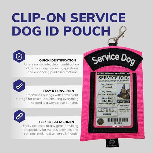 ActiveDogs Service Dog ID Card Pouch, Clip-On Badge Holder, Hot Pink - color: Hot Pink