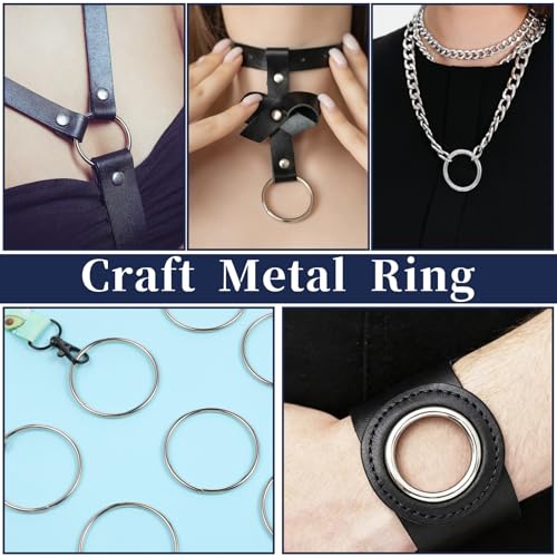 12 PCS 304 Stainless Steel O Rings, 2 Inch Solid Welded Heavy Duty Metal Rings for Crafts, Stainless Steel Ring for Macrame Dog Collars Sewing, Smooth Seamless O-Rings for DIY Camping Hardware