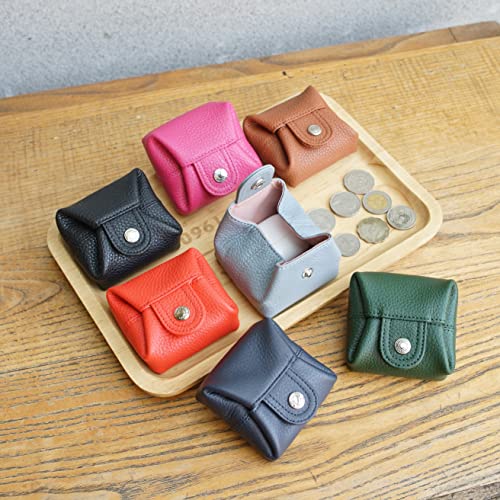 Cockatoo Genuine Leather Coin Pouch Change Holder, Mini Snap Pocket Wallet for Men Women (Navy Blue, Large) - color: Navy Blue, size: Large